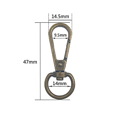 Античная Бронза Застежками сплава поворотные, для изготовления пакетов, античная бронза, 47x14.5 мм, отверстие : 14 мм