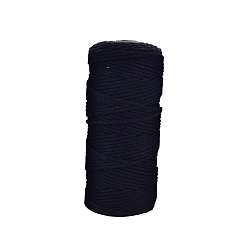 Черный Хлопковый шнур макраме, круглая веревка макраме для настенных вешалок, украшения в стиле бохо, макраме своими руками, чёрные, 3 мм, около 109.36 ярдов (100 м) / рулон