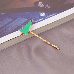 Рождественская елка Рождественская тема, сплав, эмаль, заколка для волос, для девочек, золотые, рождественская елка, 60.5 мм