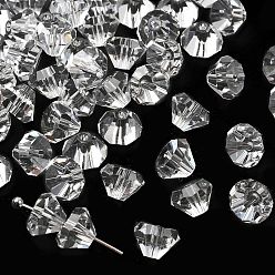 Прозрачный К 9 стекло, имитация Австрийские кристаллические шарики, класс AAA, граненые, алмаз, прозрачные, 7x5 мм, отверстие : 0.9~1 мм