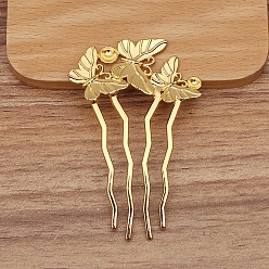 Золотой Гребень для волос из сплава, кабошон настройки, бабочка, золотые, 77x50 мм