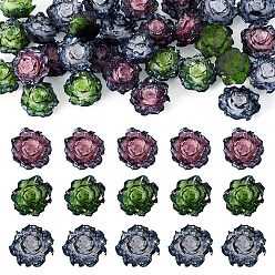 Gemischte Farbe 30 Stück 3 Farben Harzrosenblüten-Cabochons, mit Glitzerpulver, Gemischte Farbe, 11x10x6 mm, 10 Stk. je Farbe