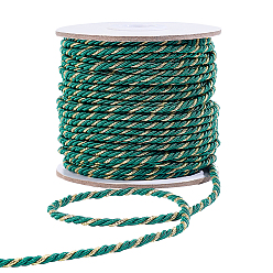 Зеленый 3-слойный круглый витой полиэфирный шнур, для аксессуаров для одежды, украшение подарка, зелёные, 1/8 дюйм (3 мм), около 36.09~38.28 ярдов (33~35 м) / рулон