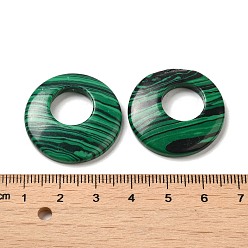 Malachite Synthetic Malachite Pendants, Donut/Pi Disc Charms, 27.5~28x4.5~5.5mm