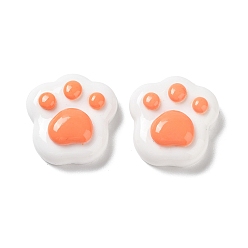 Paw Print Мультяшный белый кот, смола декодирует кабошоны, отпечаток лапы, 23.5x23x9 мм