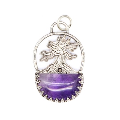 Аметист Подвески из натурального аметиста , с целью перехода в кольце, древо жизни, 41x26x6 мм