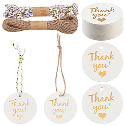 Плоский Круглый 120 листы бумаги, поздравительные открытки с благодарностью, 2 связки 2 цвета джутового шнура, плоско-круглые, 45.5x0.5 мм