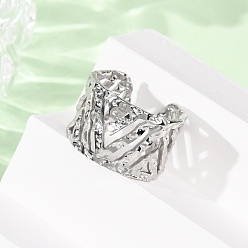 Нержавеющая Сталь Цвет 304 кольца для манжет из нержавеющей стали с полой треугольной формой, цвет нержавеющей стали, 14 мм, размер США 7 1/4 (17.5 мм)