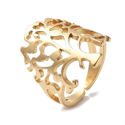 Настоящее золото 18K 201 открытые манжеты из нержавеющей стали для женщин, древо жизни, реальный 18 k позолоченный, 24 мм, внутренний диаметр: регулируемый