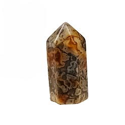 Сумасшедший Агат Остроконечная башня, натуральный сумасшедший агат, целебные каменные палочки, украшение для медитации и терапии Рейки чакры, шестиугольная призма, 15x15x35 мм