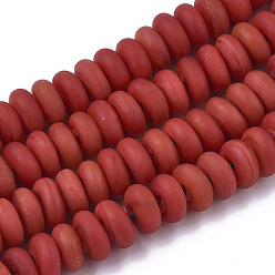 Красный Ручной работы бусины матовое бисер нитей, рондель, красные, 8x3.5~4.5 мм, отверстие : 1.5 мм, около 108 шт / нитка, 15.75 дюйм