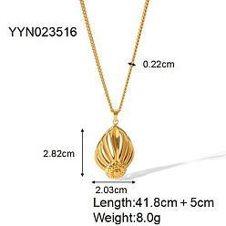 Настоящее золото 18K Ожерелья с подвесками из нержавеющей стали для женщин в форме листа во французском стиле, реальный 304 k позолоченный, 18 дюйм (16.46 см)