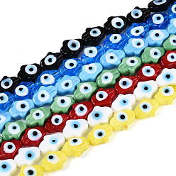 (52) Непрозрачная лаванда Ручной сглаза бусины бисер нитей, рыба, разноцветные, 13~15x10~11x5~6 мм, отверстие : 1.6~1.8 мм, около 28 шт / нитка, 14.37'' (36.5 см)