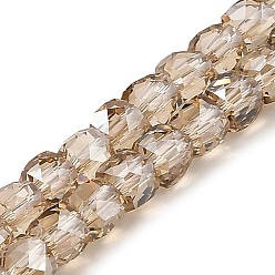 Перу Гальванизируйте прозрачное стекло бисер нитей, граненые, кубические, Перу, 6x6x6 мм, отверстие : 1 мм, около 67~68 шт / нитка, 15.5~16 дюйм (39.4~40.6 см)