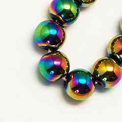 Multi-color Plated Non-magnetic Synthetic Hematite Beads Strands, Grade A, Round, Multi-color Plated, 8mm, Hole: 1mm, about 50~52pcs/strand
