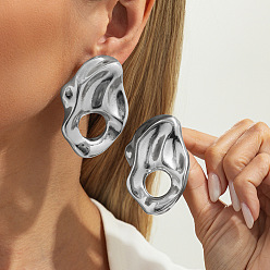 Самородки Преувеличенные серьги-гвоздики из сплава, золотые, самородки, 60x40 мм