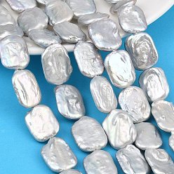 Gray Dyed Natural Baroque Keshi Pearl Beaded Strands, Cultured Freshwater Pearl Beads, Rectangle, Grade 6A+, Gray, 15~20mm, Hole: 0.6mm, about 20~21pcs/strand, 15.55''~16.14''(39.5~41cm)