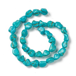 Dark Turquoise Synthetic Howlite Beads Strands, Dyed, Mixed Shapes, Dark Turquoise, 12~14x8~11x8mm, Hole: 1~1.5mm, about 38~76pcs/strand, 16.06~16.22(40.8~41.2cm), about 8 strands/500g