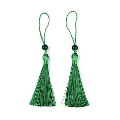 Зеленый Украшения полиэстер кисточкой, большие подвесные украшения, со стеклянными бусинами, зелёные, 150~155 мм, стеклянные бусины: 8 мм в диаметре.
