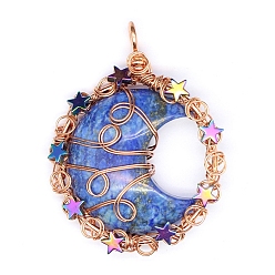 Ляпис-Лазурь Подвески из натуральной лазуритовой проволоки, луна, 56x42 мм