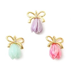Золотой 3 шт. 3 подвески из натуральных ракушек, окрашенные в цвета, , с латунными петлями в виде бантиков, разноцветные, золотые, 13.5x11x7 мм, отверстие : 1 мм, 1 шт / цвет