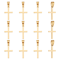 Золотой 12 шт. ионное покрытие (ip) 304 подвески из нержавеющей стали, для изготовления ювелирных изделий, крестик, золотые, 20.5x12.5x1.2 мм, отверстие : 3.5x7 мм
