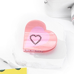 Pink Заколки для волос в форме когтей из ацетата целлюлозы, аксессуары для волос для женщин и девочек, сердце, розовые, 59x54 мм