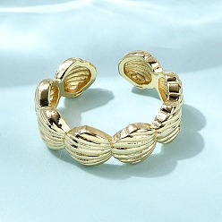 Shell Shape Латунные кольца-манжеты для женщин, реальный 18 k позолоченный, формы раковины, 7 мм