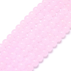 Pink Натуральный Malaysia нефритовые бусы пряди, окрашенная и подогревом, круглые, розовые, 6~6.5 мм, отверстие : 1 мм, около 60~62 шт / нитка, 14.96 дюйм (38 см)