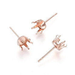 Розовое Золото 304 Выводы серьги из нержавеющей стали шпилька, Настройки зубца, розовое золото , 16x7 мм, штифты : 0.8 мм