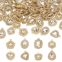 Золотой 40шт 8 стили подвески со стразами из сплава, разнообразные, золотые, 18.5~25x17~20x5~6 мм, отверстие : 1.4~1.8 мм, 5 шт / стиль