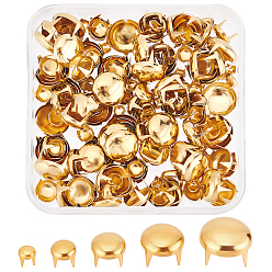 Doré  200pcs 5 rivets à quatre griffes en laiton de style, têtes de clous taches goujon, pour la maroquinerie, demi-tour, or, 4~12x4~8mm, 40 pcs / style