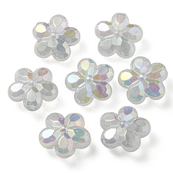 Светло-Синий УФ-покрытие светящиеся прозрачные акриловые бусины, светится в темноте, цветок, голубой, 26x27.5x12.5 мм, отверстие : 4.5 мм