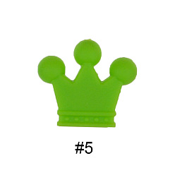 Lime Green Food Grade Eco-Friendly Silicone Focal Beads, Crown, Lime Green, 30.5mm