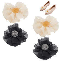 (52) Непрозрачная лаванда 2 пары 2 цвета пряжки для обуви из сплава, съемное украшение для обуви из органзы, цветок, разноцветные, 90x85x22 мм, 1 пара / стиль