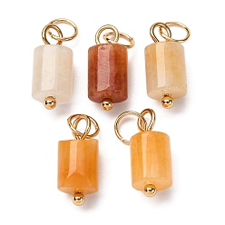 Красный Авантюрин Подвески-колонны из натурального красного авантюрина с 304 соединительными кольцами из нержавеющей стали, золотые, 14x6 мм, отверстие : 4 мм