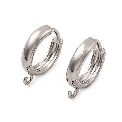 Платина Латунная фурнитура для хооп серег, стойки покрытие, долговечный, без кадмия и без свинца, с петлей, платина, 15.5x13.5x3.5 мм, отверстие : 1.8 мм, штифты : 1 мм