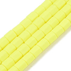 Желтый Полимерной глины ручной работы бисер нитей, шестигранник, желтые, 6x6x5.5 мм, отверстие : 1.8 мм, около 63~64 шт / нитка, 15.55~15.79 дюйм (39.5~40.1 см)
