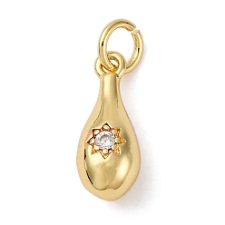 Настоящее золото 18K Латунные микро проложить кубического циркония подвески, шары для боулинга, с целью перехода в кольце, долговечный, без кадмия и без свинца, стойки покрытие, реальный 18 k позолоченный, 14.5x6 мм, отверстие : 3 мм