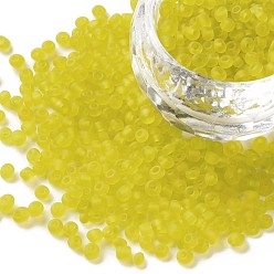 Yellow Glass Seed Beads, Frosted Colors, Round, Yellow, 3mm