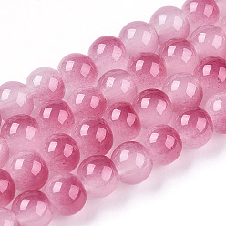 Pink Выпечки окрашены имитация нефрита стекловолокна круглый шарик, два тона, бледно-фиолетовый красный, 6~6.5 мм, отверстие : 1 мм, около 138~141 шт / нитка, 30.71~31.10 дюйм (78~79 см)