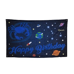 Рак Гобелен из полиэстера со знаком созвездия / зодиака, для украшения дома на день рождения, синие, рак, 180x114x0.21 см, отверстие : 9.8 мм