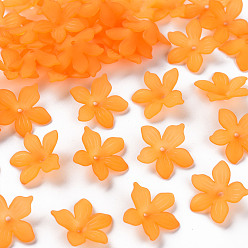 Оранжевый Матовые акриловые колпачки из бисера, 20x21.5x4.5 мм, отверстие : 1.6 мм, Около 1630 шт / 500 г