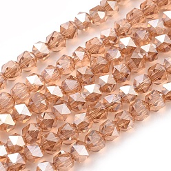 Темно-Оранжевый Стеклянные бусины с гальваническим покрытием , с полным покрытием цвета радуги, граненые, круглые, темно-оранжевый, 6x6x5 мм, отверстие : 1.2 мм, около 100 шт / нитка, 19.3 дюйм (49 см)