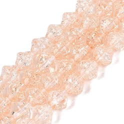 Peachpuff Transparent Knistern Glasperlen Stränge, Doppelkegel, Backen Farbe, peachpuff, 8~8.5x8 mm, Bohrung: 1.2~1.4 mm, ca. 48~50 Stk. / Strang, 14.96~15.75 Zoll (38~40 cm)