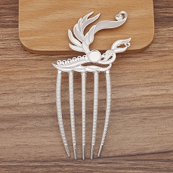 Серебро Сплав вилка волос выводы, кабошон настройки, крыло, серебряные, 110x56 мм