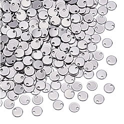 Stainless Steel Color 500Pcs 304 Stainless Steel Stamping Blank Tag Pendants, Flat Round, Stainless Steel Color, 6mm, Hole: 1.3mm