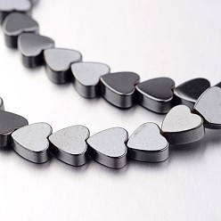 Естественный Цвет Немагнитные нити шарик синтетический гематит, сердце, первоначальный цвет, 6x6x2 мм, отверстие : 1 мм, около 71 шт / нитка, 15.7 дюйм