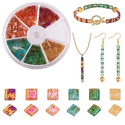 (52) Непрозрачная лаванда 240шт 6 цвета 2прозрачный стеклянный бисер с отверстием, , квадратный, разноцветные, 5x4.5~5.5x2~2.5 мм, отверстие : 0.5~0.8 мм, 40 шт / цвет