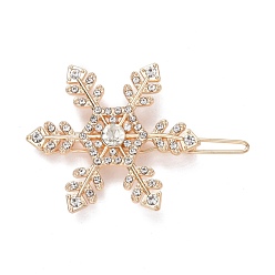 Light Gold Заколки для волос со стразами из сплава, снежинка, золотой свет, 54x37x6 мм